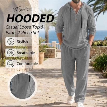 🔥 60% DE RÉDUCTION ! Ensemble 2 Pièces Homme – Sweat à Capuche & Pantalon Ample, Tissu Lin & 8 Couleurs Disponibles 👖✨