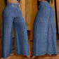 🎉 60% DE RÉDUCTION! 👖 PANTALON TAILLE HAUTE À JAMBES LARGES POUR FEMME AVEC CEINTURE DÉCORATIVE