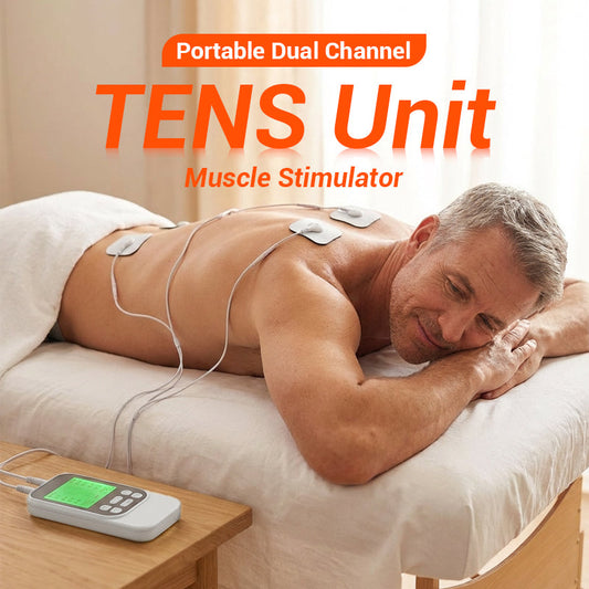 🎉💆‍♂️50% de réduction ! Stimulateur musculaire TENS portable à double canal – 10 modes, 30 intensités, soulagement ciblé de la douleur partout où vous êtes