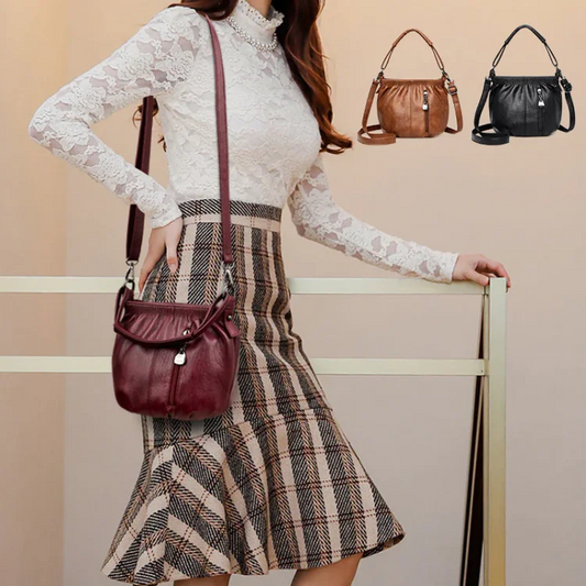 📣🎊 50 % de réduction !! ⏰ Sac à main cube en cuir souple plissé – Minimaliste, élégant & facile d’entretien 💎👜