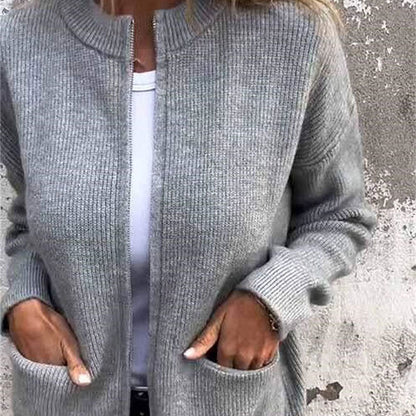 🧥 60% DE RÉDUCTION !! ⏰ Veste Tricotée Zippée pour Femme – Douce, Chaude & Polyvalente, Disponible Jusqu’en 4XL ! 🖤