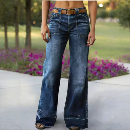 🎉👖60% de réduction ! Jean évasé rétro pour femme – Coupe flatteuse, poches généreuses et denim stretch ultra-confortable