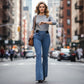 👖 PROMO LIMITÉE 50% DE RÉDUCTION ! ✨ Jean Évasé Taille Haute – Stretch, Coupe Slim, Femme ✨
