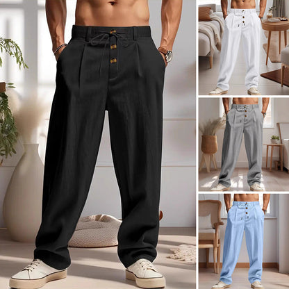 💎 -50% SUR LE PANTALON HOMME LIN ! 💎 Coupe Droite, Cordon de Serrage & Tissu Respirant en Lin ✨
