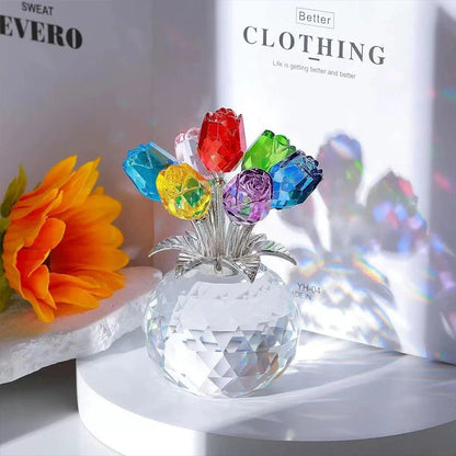 💎 50% DE RÉDUCTION ! 💎 Figurine Éternelle en Cristal – Rose dans un Vase, Symbole d’Amour Inaltérable & Décoration de Luxe 🌹✨