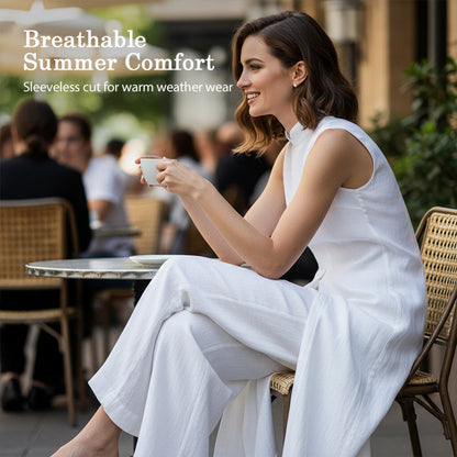 📢60 % DE RÉDUCTION !! ⏰ Ensemble 2 Pièces Haut & Pantalon Fendus Asymétriques – Sans Manches, Respirant & Look Instantanément Chic ! ✨👗