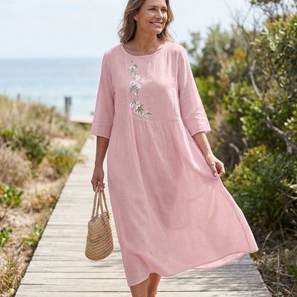 💎 60% DE RÉDUCTION ! 💎 2026 Nouveauté – Robe Midi Brodée Décontractée | Coupe Pull, Tissu Respirant & Élégance Chic au Quotidien 🌸