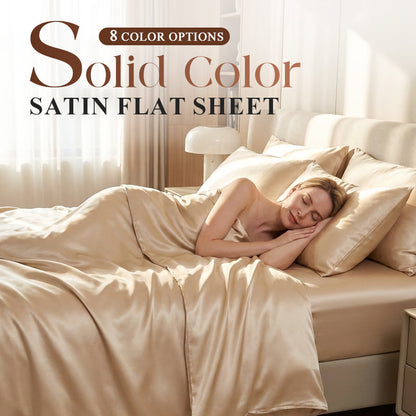 💎 50% DE RÉDUCTION ! 💎 Drap Plat en Satin Uni – Toucher Extrêmement Doux, Sensation Apaisante & Idéal pour le Sommeil 😴✨