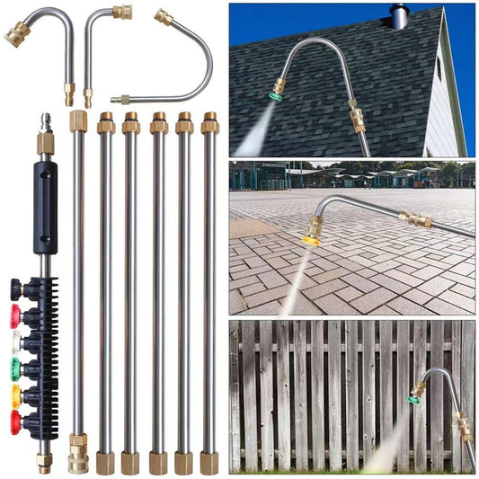 💦 PROMO LIMITÉE 50% DE RÉDUCTION ! ✨ Kit de Rallonge de Lance pour Nettoyeur Haute Pression – 4000 PSI, 6 Buses, Laiton & Inox 🛠️