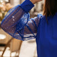 💎 50% DE RÉDUCTION ! 💎 Haut à Col V avec Manches Transparentes à Paillettes – Élégance Scintillante & Coupe Flatteuse ✨👗