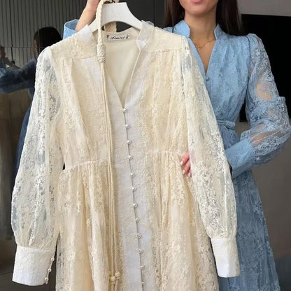 💎 PROMO -60% ! 💎 Robe Bohème à Manches Bouffantes – Broderie Luxueuse, Ceinture Ajustable & Silhouette Élégante 💃📸