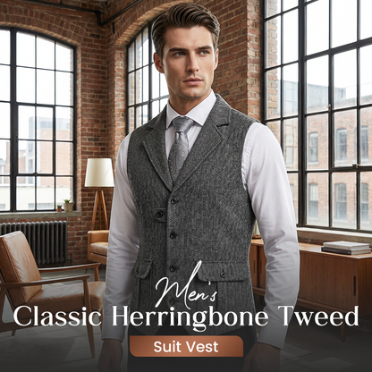💎 60% DE RÉDUCTION ! 💎 Gilet de Costume en Tweed à Chevrons – Style Vintage, Coupe Ajustée & Texture Élégante 🧥👔