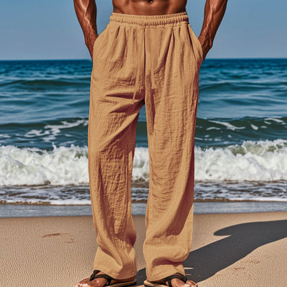 👖 PROMO LIMITÉE 50% DE RÉDUCTION ! ✨ Pantalon Lin Homme – Coupe Ample, Cordon de Serrage, Poches Latérales 🌿