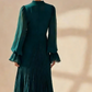 💎 60% DE RÉDUCTION! 💎 Robe Midi Plissée pour Femme avec Volants & Encolure en Trou de Serrure – Détails Féminins, Tissu Léger & Look Romantique 💃