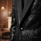 💎 JUSQU'À 60% DE RÉDUCTION! 💎 Ensemble Smoking Noir Pailleté pour Homme – Tissu Sparkling Galaxy, Coupe Slim & Revers Châle Élégant 🌌🧥