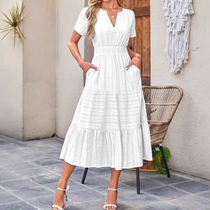 💎 -50% SUR LA ROBE LONGUE EN COTON ! 💎 Col V, Coupe Fluide & Respirante pour Été et Vacances