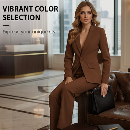 💎 60% DE RÉDUCTION ! 💎 Ensemble Femme Élégant – Blazer 1 Bouton & Pantalon à Jambes Larges en Polyester Anti-Froissement, 8 Couleurs Disponibles 🌈👗