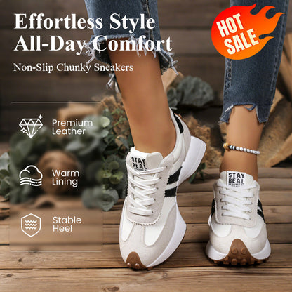 👟 PROMO EXCLUSIVE 50% DE RÉDUCTION ! 🌈 Baskets Femme Épaisses Antidérapantes – Design Rétro, +4cm & Confort Amorti 👢