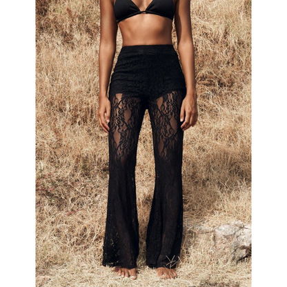 💎 60% DE RÉDUCTION ! 💎 Pantalon Évasé en Dentelle, Taille Haute & Doublure Intégrée – Style Boho-Chic & Silhouette Allongée 🌸👖