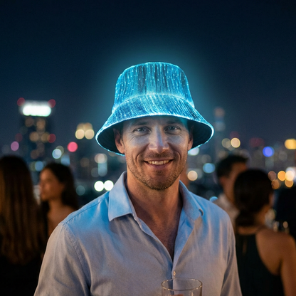 💎 60% DE RÉDUCTION ! 💎 Chapeau Bob Lumineux à Fibre Optique – Rechargeable USB, Multicolore & Sécurité Nocturne 🌟👒
