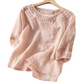 🌸 PROMO LIMITÉE 50% DE RÉDUCTION ! 💥 Blouse Femme Brodée Coton-Lin – Broderie Florale, Encolure Ronde, Coupe Fluide ✨