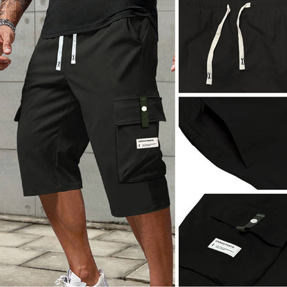🩳 PROMO LIMITÉE 50% DE RÉDUCTION ! 🍃 Pantalon Cargo Capri Homme – Taille à Cordon, Tissu Respirant ✨