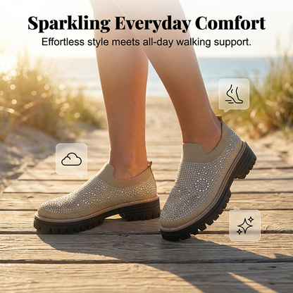 💎 -50% SUR LES MOCCASINS À STRASS ! 💎 Enfiler Facile, Semelle Plateforme & Tricot Respirant pour un Style Éblouissant