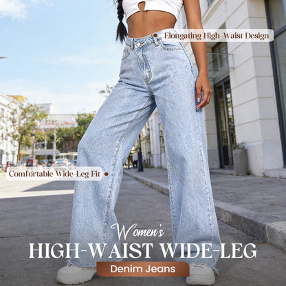 💎 60% DE RÉDUCTION ! 💎 Jean Femme Taille Haute Jambe Large – Coupe Fluide, Poches Fonctionnelles & Tissu Coton Respirant