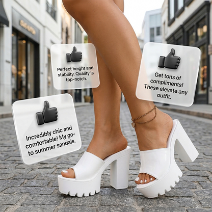 💎 50% DE RÉDUCTION! 💎 Sandales Mules à Bout Ouvert – Talon Bloc 11,5 cm, Semelle Crantée & Design Slip-On