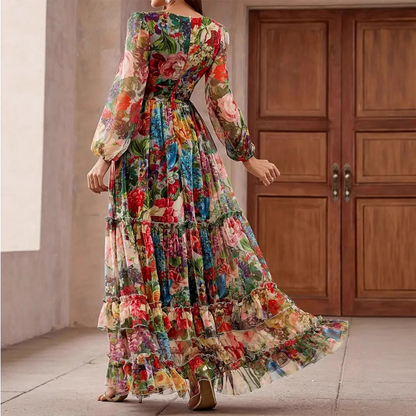 💎 -60% SUR LA ROBE FLORALE MANCHES LANTERNES ! 💎 Col V, Taille Empire & Jupe Maxi Bohème pour Été