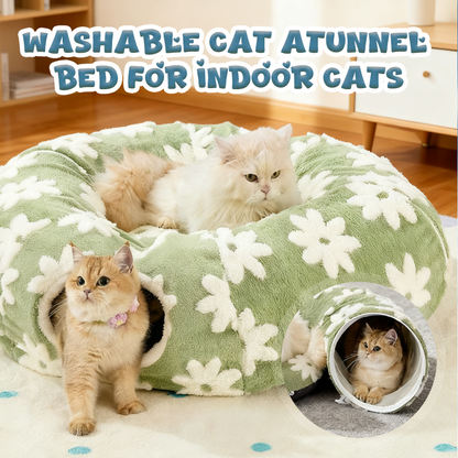 💎 -50% SUR LE LIT TUNNEL 2-EN-1 ! 💎 Doux, Lavable & Jouet Inclus pour le Confort de Votre Chat 🐱