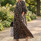 🎉 Soldes 2026 — Plus de 50 000 vendus ! 👗 Robe Chemise Longue Oversize Imprimé Léopard – Manches Bouffantes 🌿