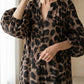 🎉 Soldes 2026 — Plus de 50 000 vendus ! 👗 Robe Chemise Longue Oversize Imprimé Léopard – Manches Bouffantes 🌿