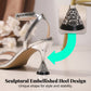 👠 PROMO LIMITÉE 50% DE RÉDUCTION ! 💎 Sandales à Bride Cheville – Strass, Talon Sculptural, Bout Carré, Finition Métallisée ✨