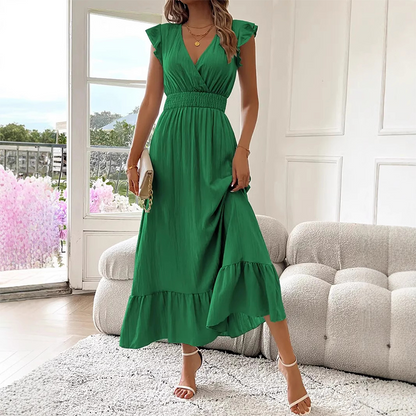 👗 50% DE RÉDUCTION ! Robe Longue Romantique – Volants, Taille Cintrée & Tissu Fluide pour Toutes les Occasions ✨