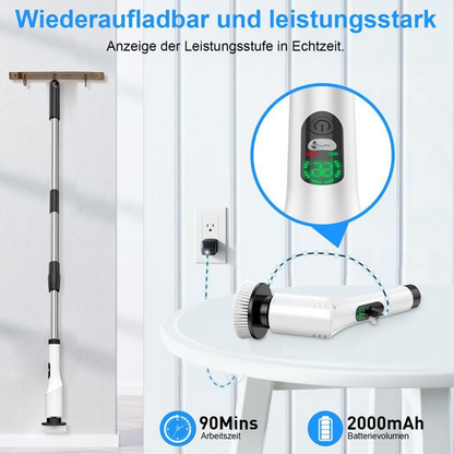 🧹 PROMO FLASH : 50% DE RÉDUCTION + LIVRAISON OFFERTE ! 🏡 Brosse de Nettoyage Rotative Électrique – Écran LED, 9 Accessoires & Manche Télescopique ⚡