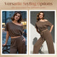 💃 PROMO LIMITÉE 50% DE RÉDUCTION ! 👗 Ensemble 2 Pièces Femme – Haut Asymétrique Épaules Dénudées & Pantalon Large 🍂