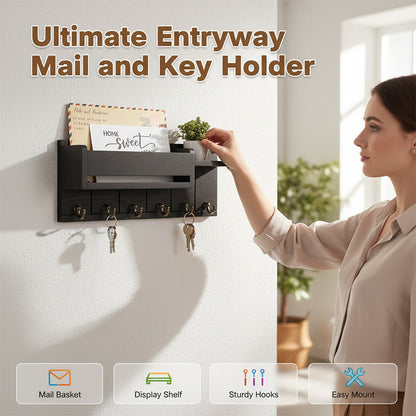 🎉 Soldes 2026 — Plus de 25 700 vendus!🔥 Porte‑courrier et porte‑clés mural avec étagère