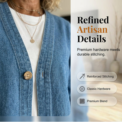 🧥 50% DE RÉDUCTION ! Veste Jean Femme Classique – Col en V, Fermeture à Boutons & Coupe Décontractée ✨🌸