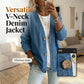 🧥 50% DE RÉDUCTION ! Veste Jean Femme Classique – Col en V, Fermeture à Boutons & Coupe Décontractée ✨🌸