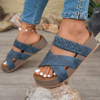 🍂 PROMO LIMITÉE 50% DE RÉDUCTION ! ✨ Sandales à Talon Compensé – Lanières Entrecroisées, Confortable ✨