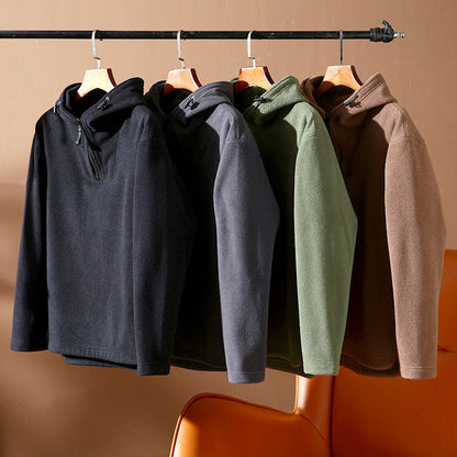 🎁 50% DE RÉDUCTION ! ✨ Sweat-shirt à Capuche Fausse Velours pour Homme – Demi-Zip, Col Haut & Confort Ultime ❤️