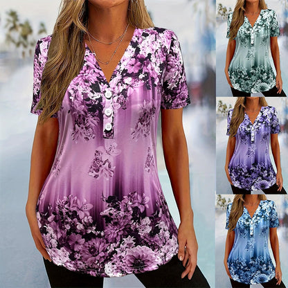 🌸 PROMO LIMITÉE 50% DE RÉDUCTION ! ✨ Haut Femme Imprimé Fleuri – Tissu Luxueux, Coupe Ample & Polyvalent 👗