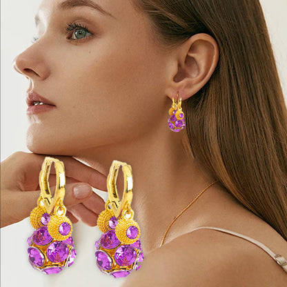 💍 PROMO LIMITÉE 50% DE RÉDUCTION ! ✨ Boucles d‘Oreilles Vintage à Boule de Cristal Violet – Élégantes, Légères & Intemporelles 💎