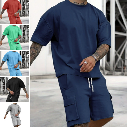 👕 PROMO LIMITÉE 50% DE RÉDUCTION ! ✨ Ensemble Homme T-Shirt & Short – Tissu Doux, Coupe Décontractée 🩳