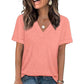 👕✨ PROMO LIMITÉE 50% DE RÉDUCTION ! ✨ T-shirt Col en V Femme – Polyester, Coupe Détendue, 8 Couleurs ✨