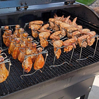 🍗 PROMO LIMITÉE 50% DE RÉDUCTION ! ✨ Support de Cuisson pour Cuisses de Poulet – 14 Fentes, Acier Inox, Pliable 🍖
