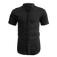 👔 PROMO LIMITÉE 50% DE RÉDUCTION ! ✨ Chemise d'Été pour Homme – Col Montant, Tissu Texturé, Coupe Décontractée ☀️