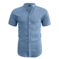 👔 PROMO LIMITÉE 50% DE RÉDUCTION ! ✨ Chemise d'Été pour Homme – Col Montant, Tissu Texturé, Coupe Décontractée ☀️