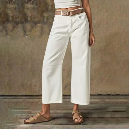 👖 OFFRE 50% ! 🍂 Pantalon Large Femme – Coupe Droite, Noir/Blanc & Facile d'Entretien ✨